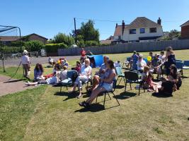 Ukrainian Families enjoying a picnic in Watchet.